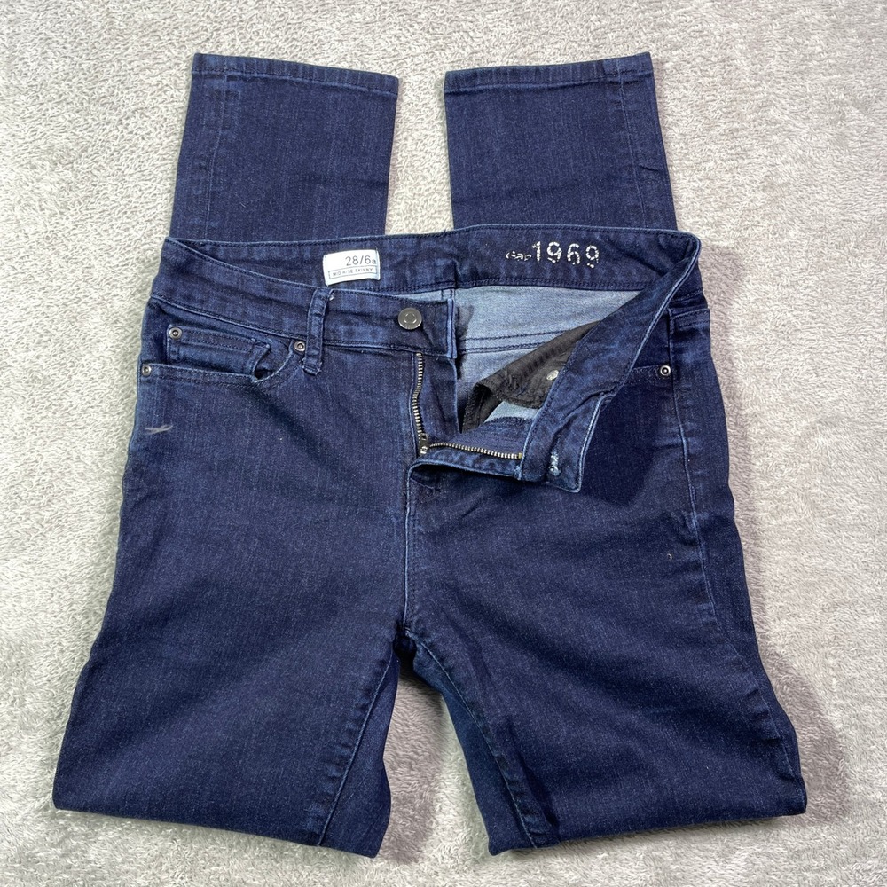 GAP 1969 Women's Jeans Size 28/6a Mid Rise Skinny Dark Wash Denim Pants Preppy‎
